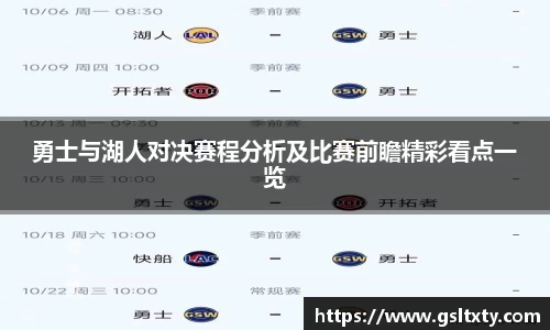 勇士与湖人对决赛程分析及比赛前瞻精彩看点一览