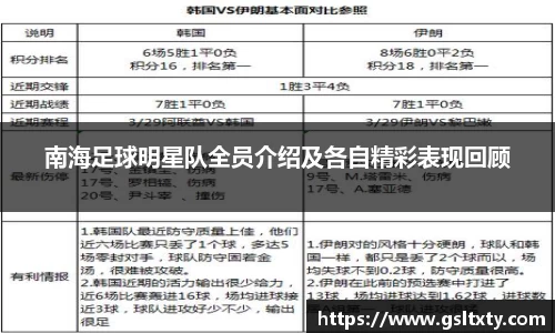 南海足球明星队全员介绍及各自精彩表现回顾